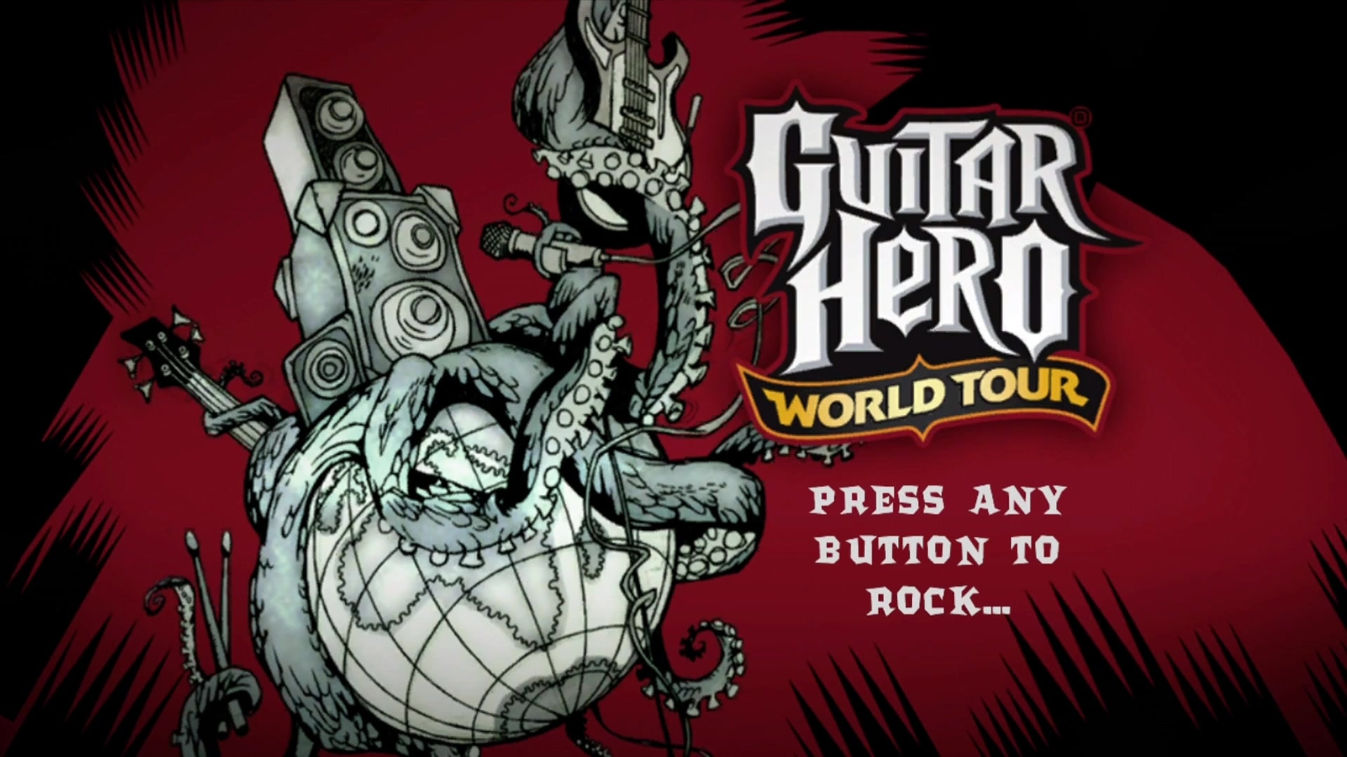 Guitar Hero World Tour Wireless Drum Kit Controller title screen for Xbox 360